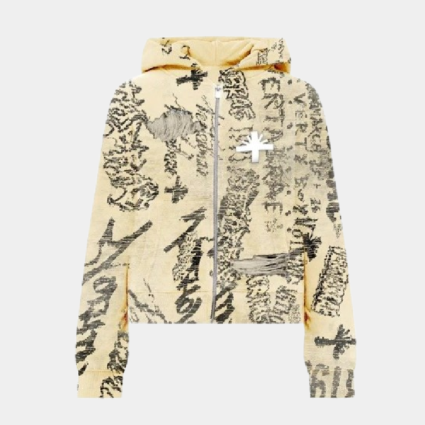 VERTABRAE – Ivory Graffiti Zip Up Hoodie (1)