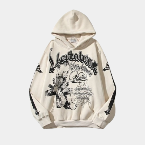 Vertabrae Cream Clolor Hoodie